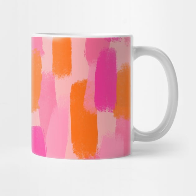 Abstract, Pink with Orange, Paint Brush Effect by OneThreeSix